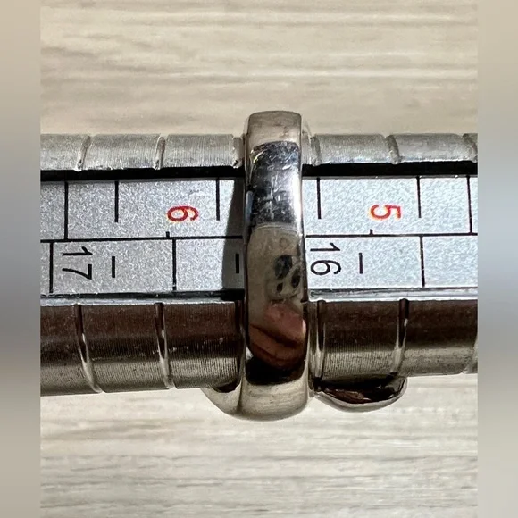 Vintage Designer MWS Sterling Silver Modernist Double Wave Wrap Ring, Size 5.5 - Picture 10 of 10